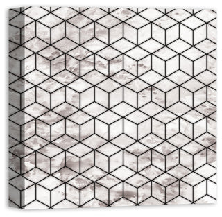 Distressted Geometric Cube Pattern  16x16 Canvas Wall Art