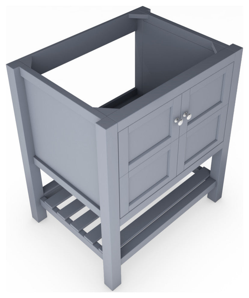 CastelloUSA Alicia 30" Freestanding Vanity, Base Only, Gray, Chrome Handles