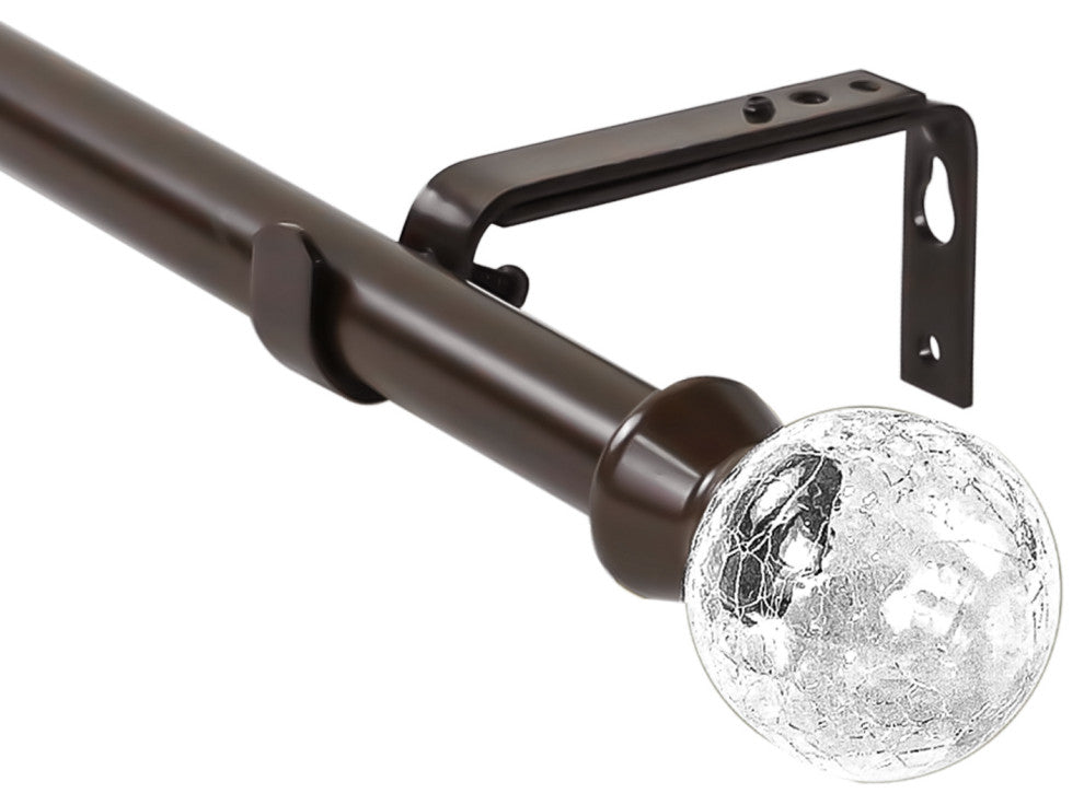 1" Diameter Crackle Glass Single Drapery Curtain Rod, Bronze, 84"-120"