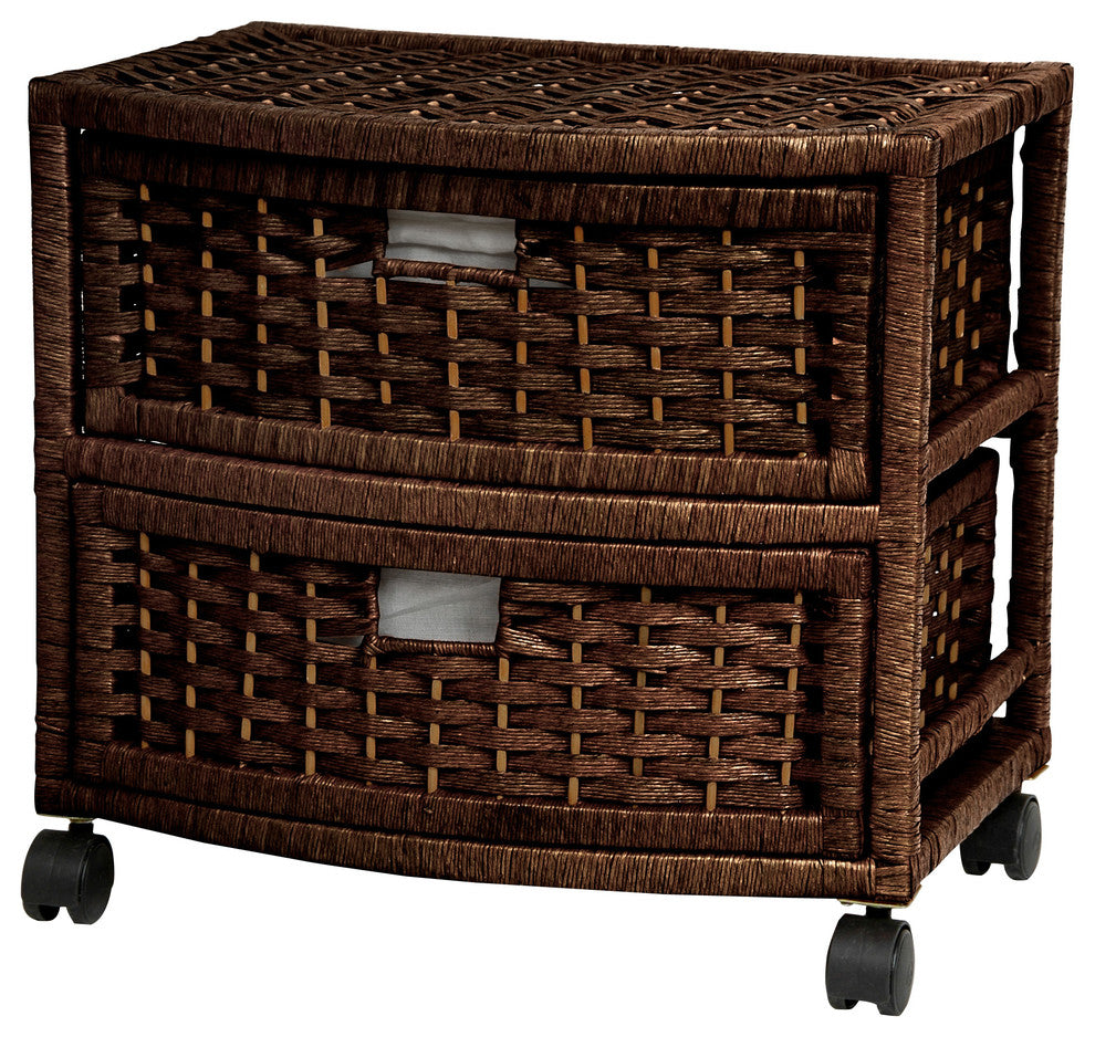 16" Natural Fiber Occasional Chest of Drawers, Mocha