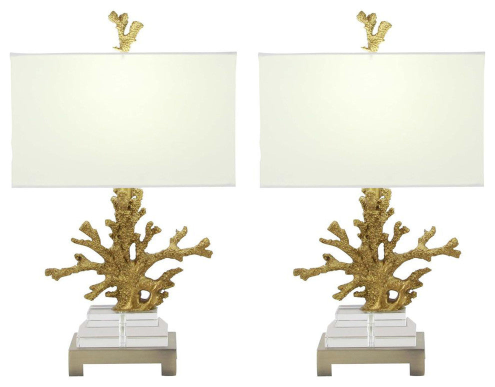 Coral Table Lamps, Set of 2, Gold