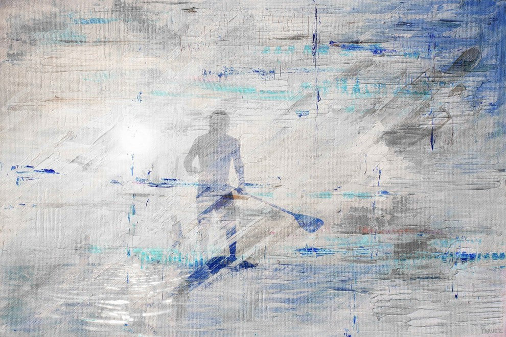 "Sunlight Paddling" Painting Print on Wrapped Canvas, 18"x12"