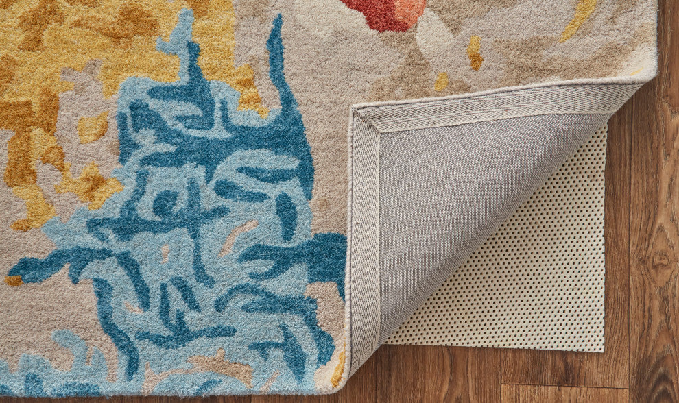 Weave & Wander Everley Wool Rug, Sunny Yellow/Sky Blue, Rug, 4'x6'
