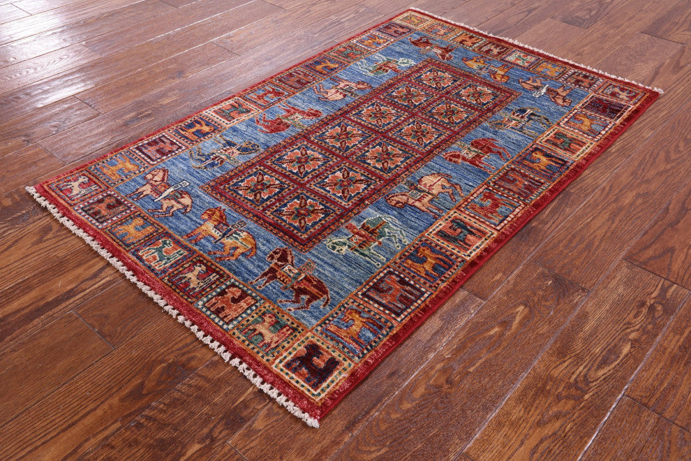 Antiqued Pazyryk Historical Design Handmade Rug 2' 7" X 4' 3" Q10868