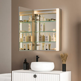 Serra Frameless Surface-Mount LED Lighted Bathroom Medicine Cabinet, 24"