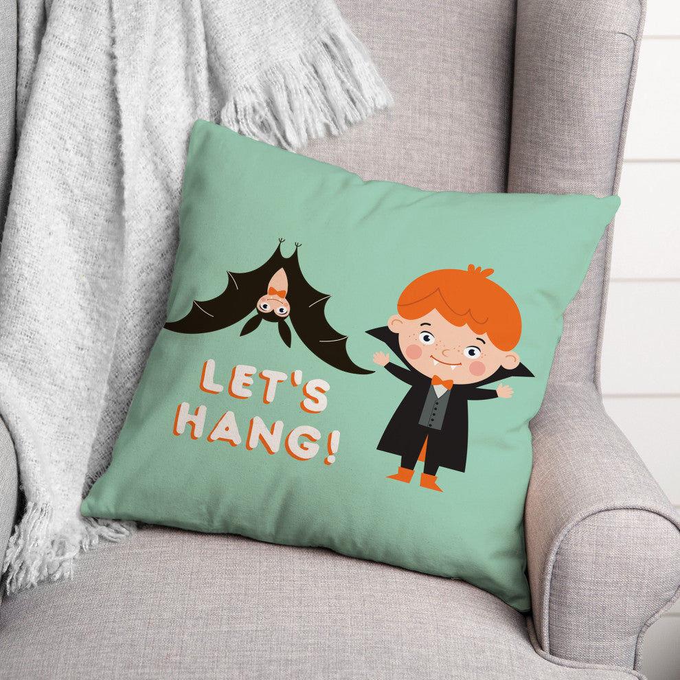 Let's Hang Vampire Bat 20x20 Throw Pillow