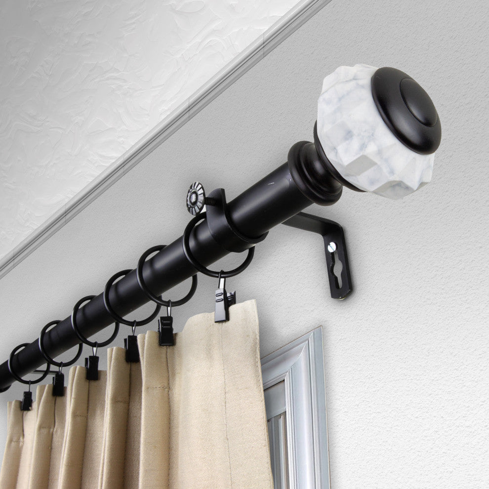 Jade 1" Diameter Curtain Rod, Black, 160-240"