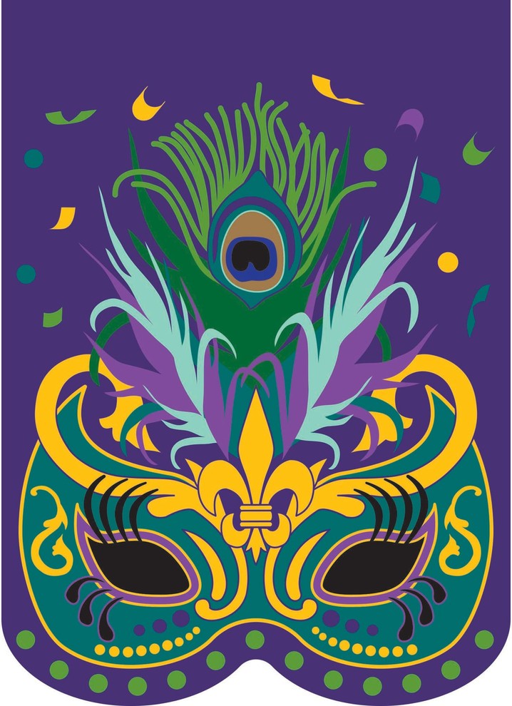 Double Applique Mardi Gras Mask Polyester Garden Flag