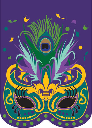 Double Applique Mardi Gras Mask Polyester Garden Flag