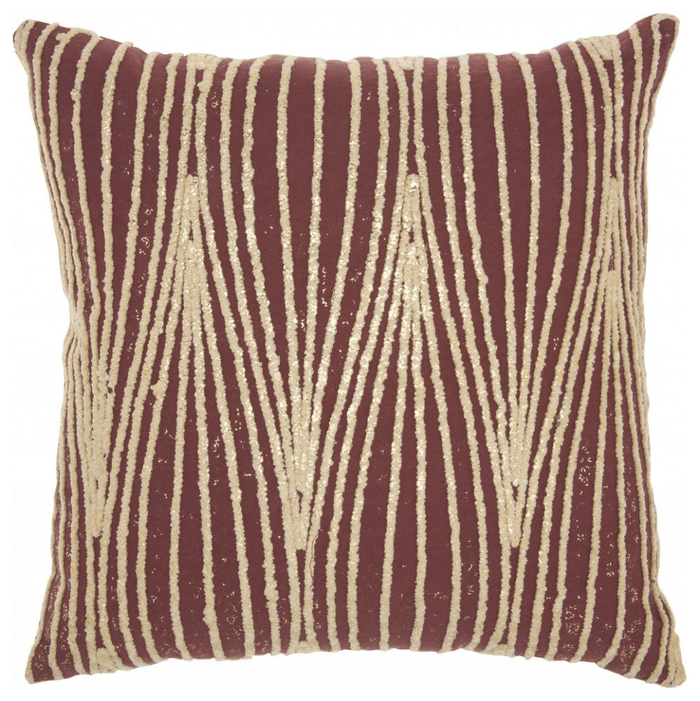 Contemporary Handcrafted Maroon Accent Throw Pillow