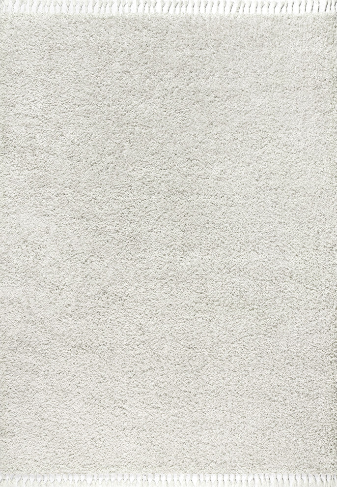 Mercer Shag Plush Tassel Area Rug, White, 5 X 8