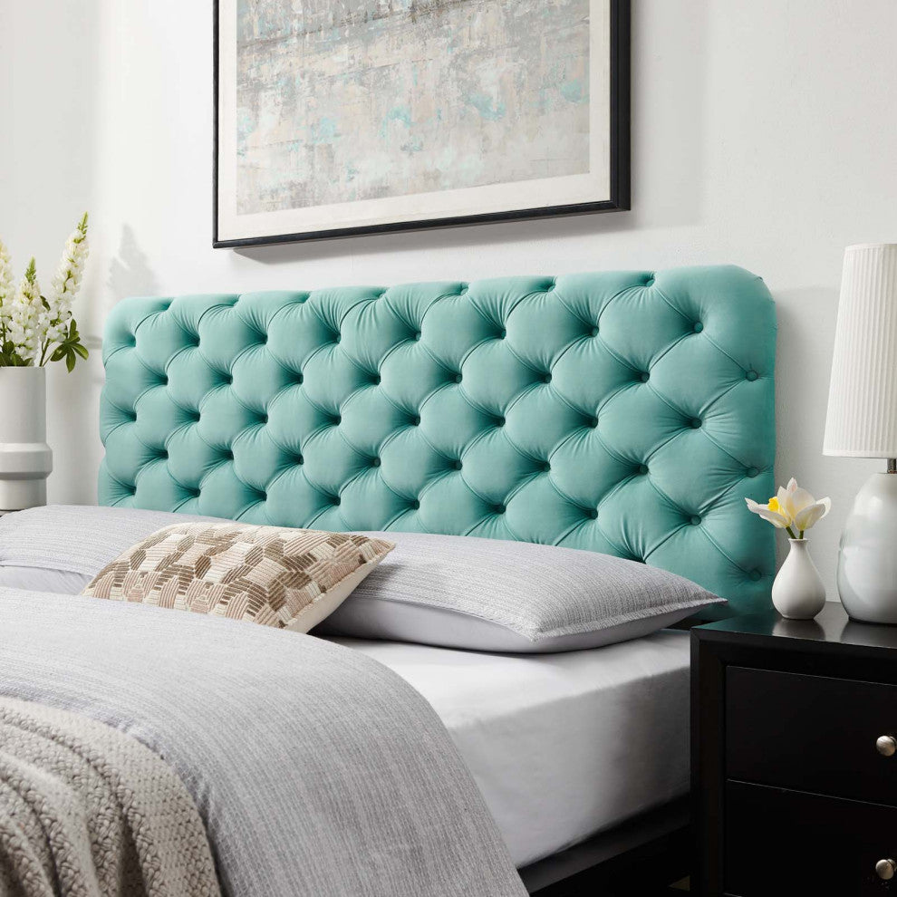 Lizzy Tufted Twin Performance Velvet Headboard Mint