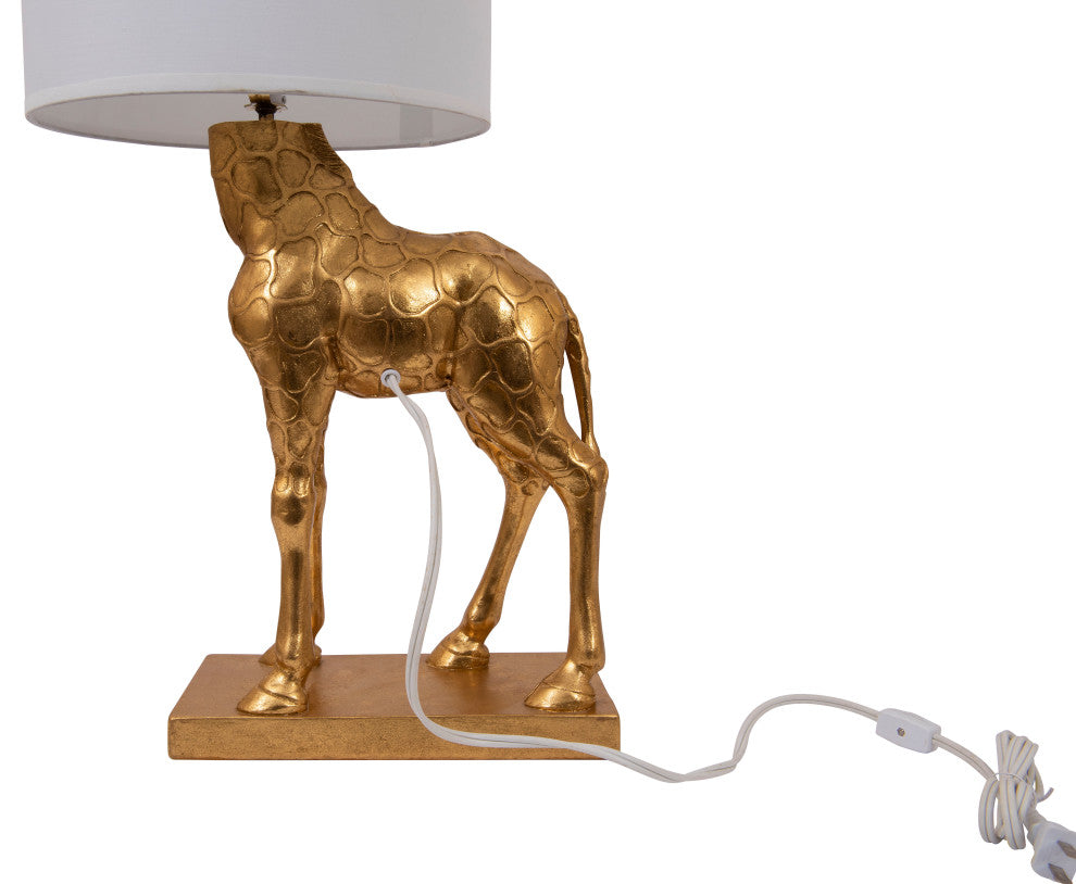 Giraffe Lamp With Linen Shade, Gold