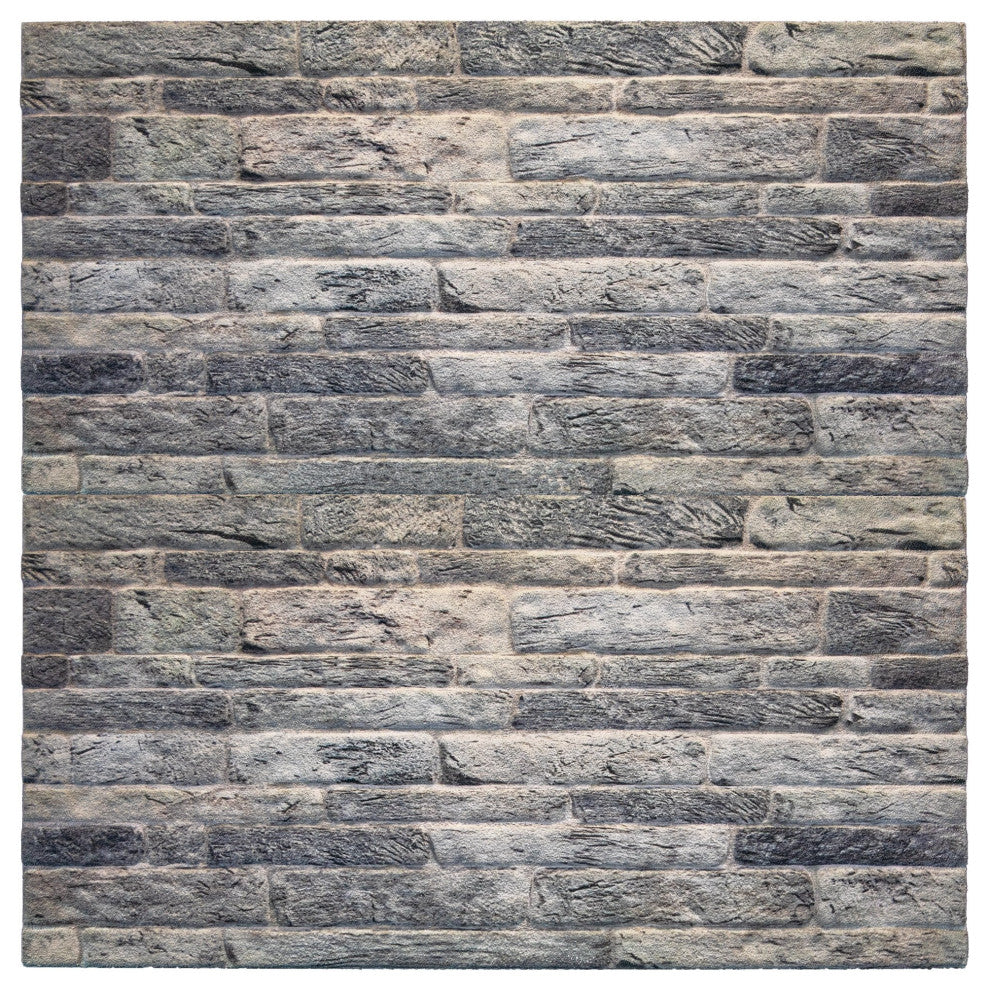 Faux Brick 3D Wall Panels, Light Gray, Set of 10, Covers 53 sq ft
