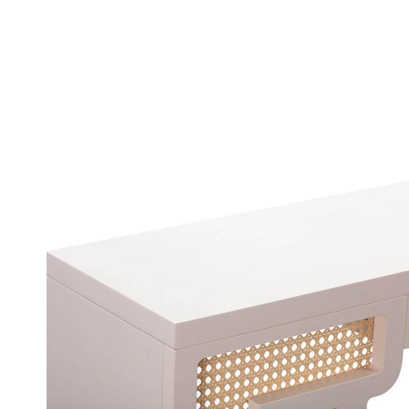 Suzie Cream/Rattan Console Table