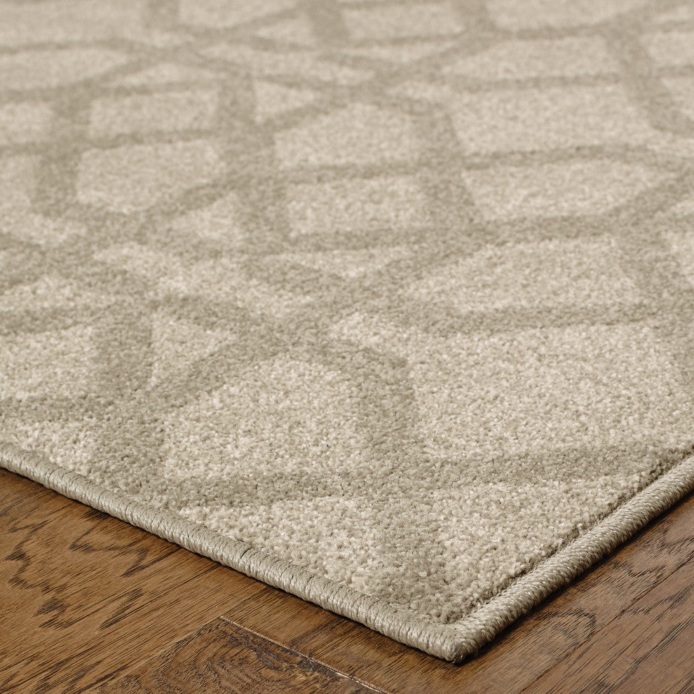 Hamlet Lattice Gray and Beige Area Rug, 9''10"x12''10"