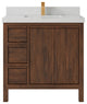 Elizabeth 36 Center Sink Bath Vanity in Dark Walnut Teak 2" Carrara Quartz