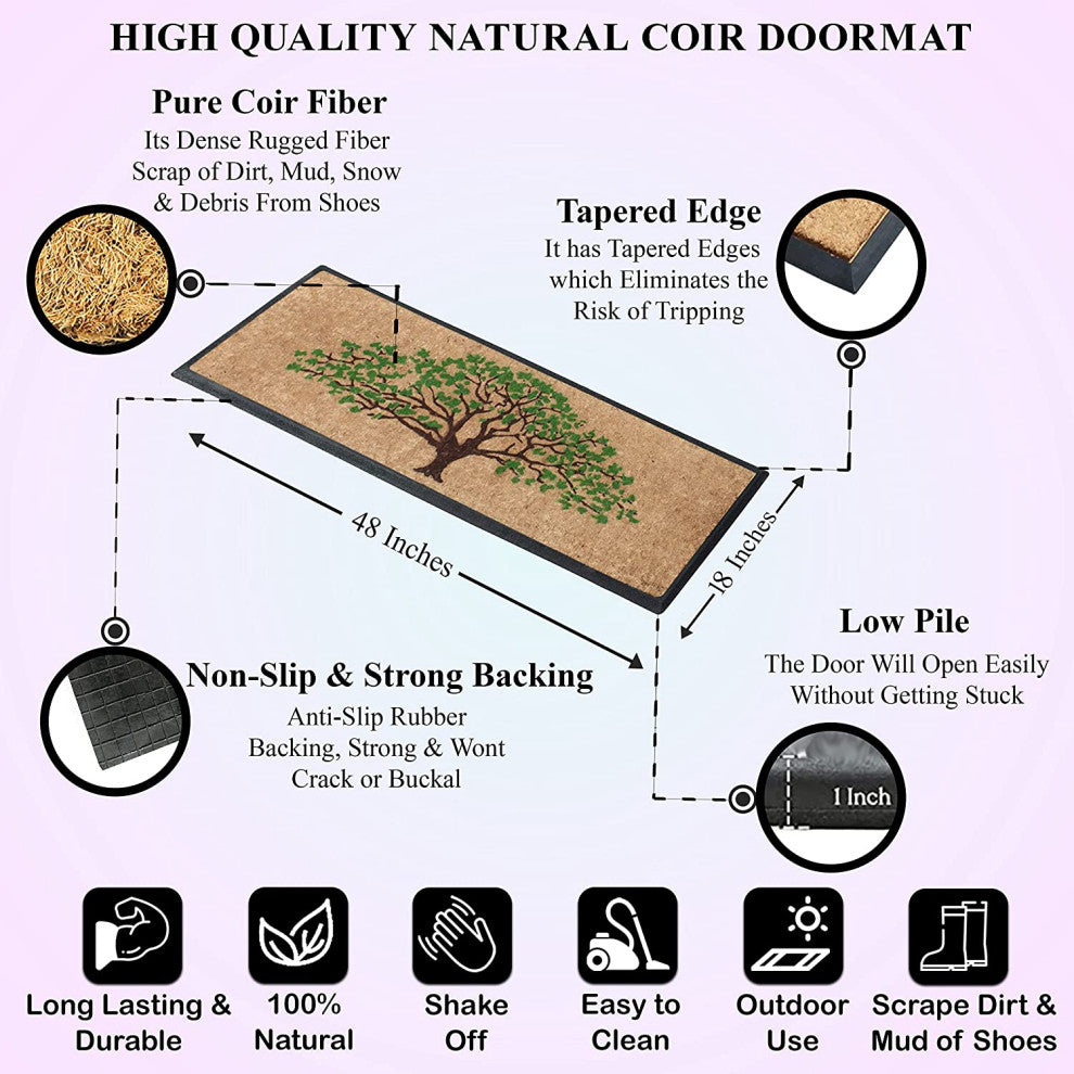 A1HC Natural Coir and Rubber Door Mat 18"x48"