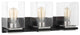 Crossroads 3-Light Vanity, Matte Black With Clear Glass