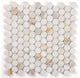 Mosaic Tile Marble Penny Coin Series, Calacatta White Gold Glossy