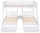 Gewnee Full Over Twin Wood Triple Bunk Bed with Drawers In White