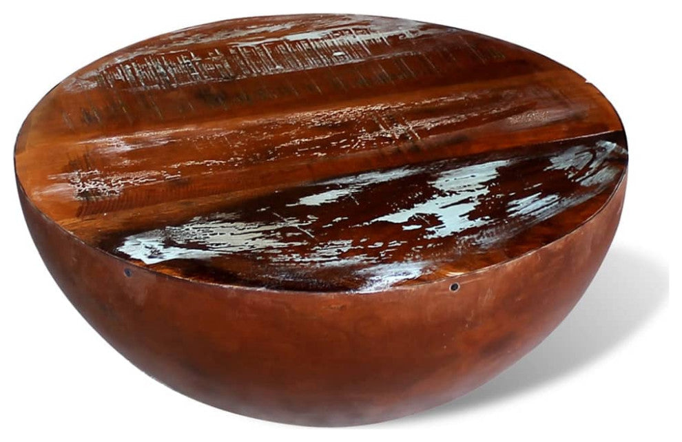 vidaXL Coffee Table Bowl-shaped With Steel Base Solid Reclaimed Wood