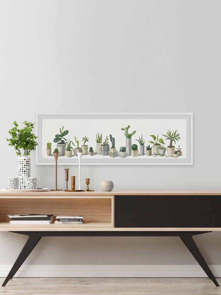 "Splendid Succulents" Framed Painting Print, 30x10