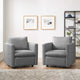 Armchair Accent Chair, Set of 2, Fabric, Gray, Modern, Lounge Hospitality