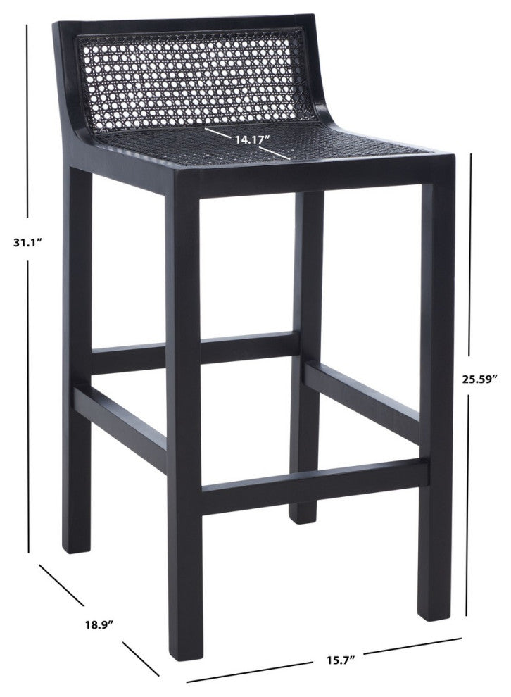 Safavieh Saito Lowback Cane Center Stool, Black