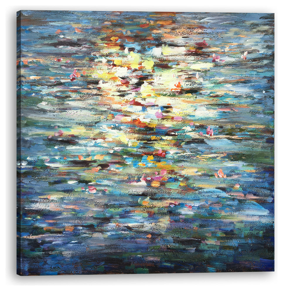 Abstract Water Reflection" Oil Paintingï¼Œmodern impressionist art