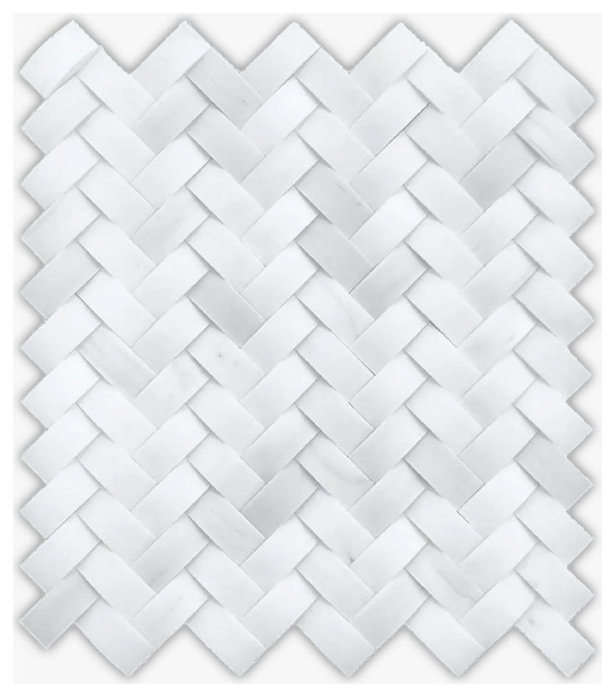 Bianco Dolomiti Honed 3D 1x2 Herringbone Marble Mosaic