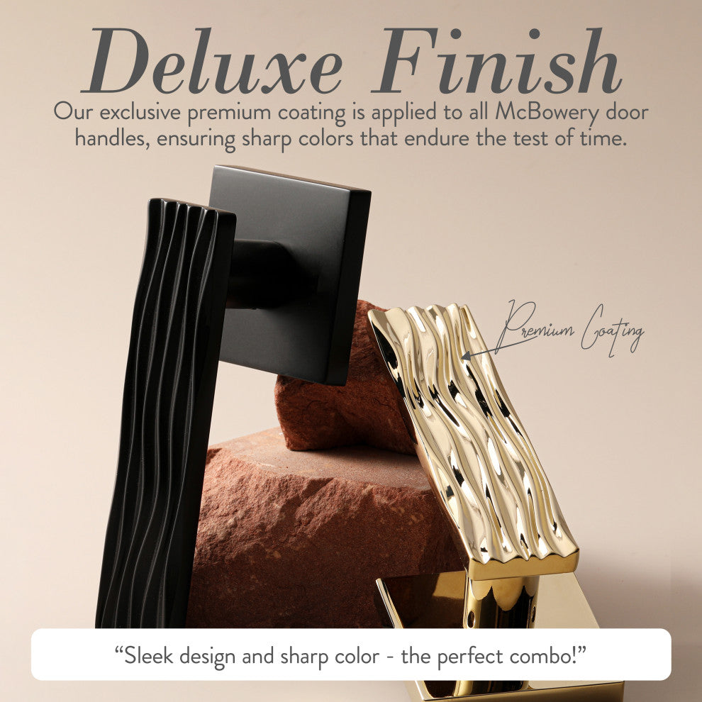 Modern Heavy Duty Designer Interior Door Lever - Ridge Collection, Polished Brass, Passage Right Hand