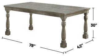 Rectangular Wooden Dining Table With Column Legs, Light Gray