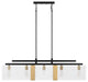 Farmhouse Matte Black 5-Light Rectangle Glass Chandelier for Kitchen Island