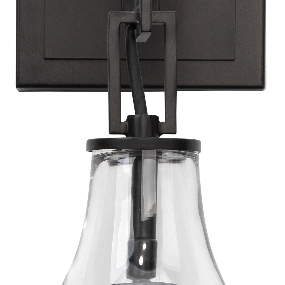 Tear Drop Hanging Wall Sconce, Clear Glass and Bronze