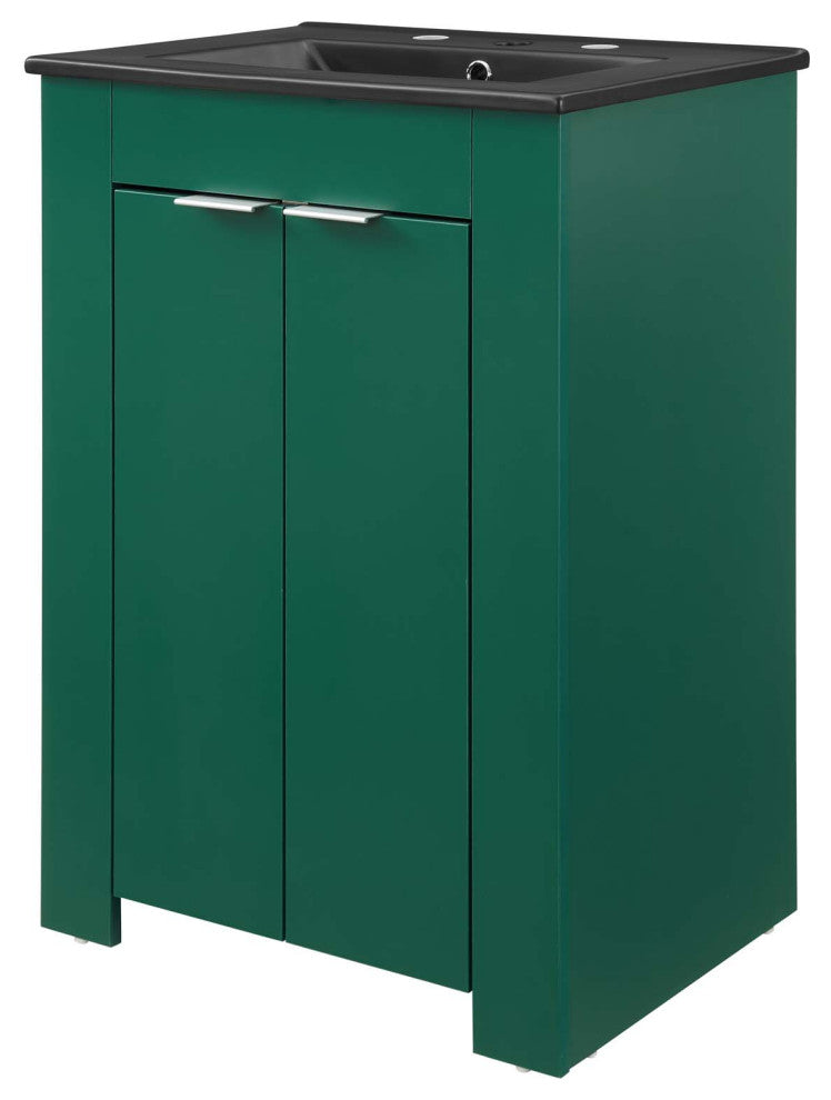 Sink Vanity Cabinet, Melamine, Green Black, Modern, Hotel Bedroom Bathroom