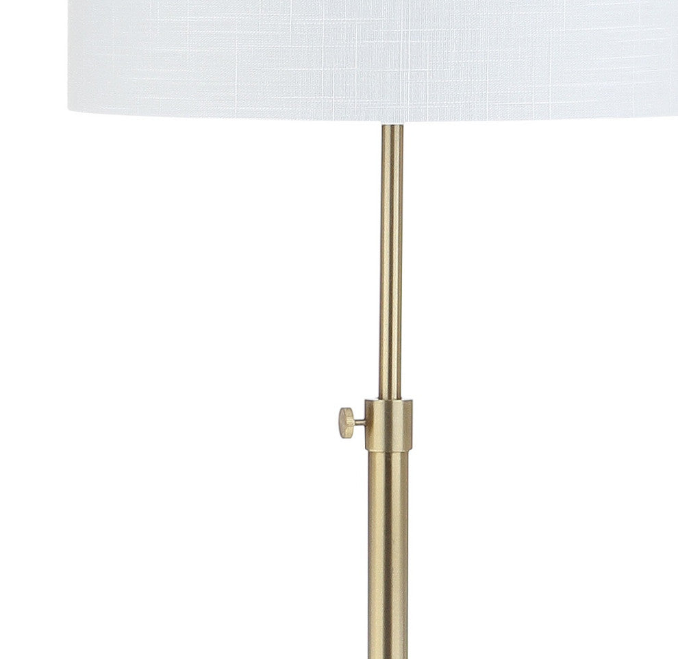 June Adjustable Metal/Marble LED Floor Lamp, Brass Gold/White