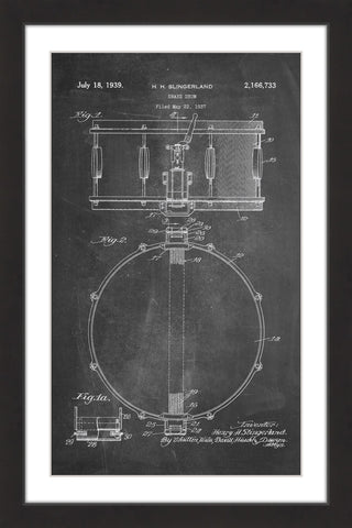 "Snare Drum 1939 Chalk" Framed Painting Print