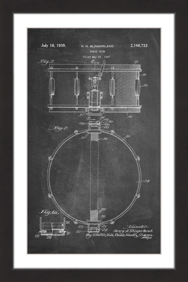 "Snare Drum 1939 Chalk" Framed Painting Print