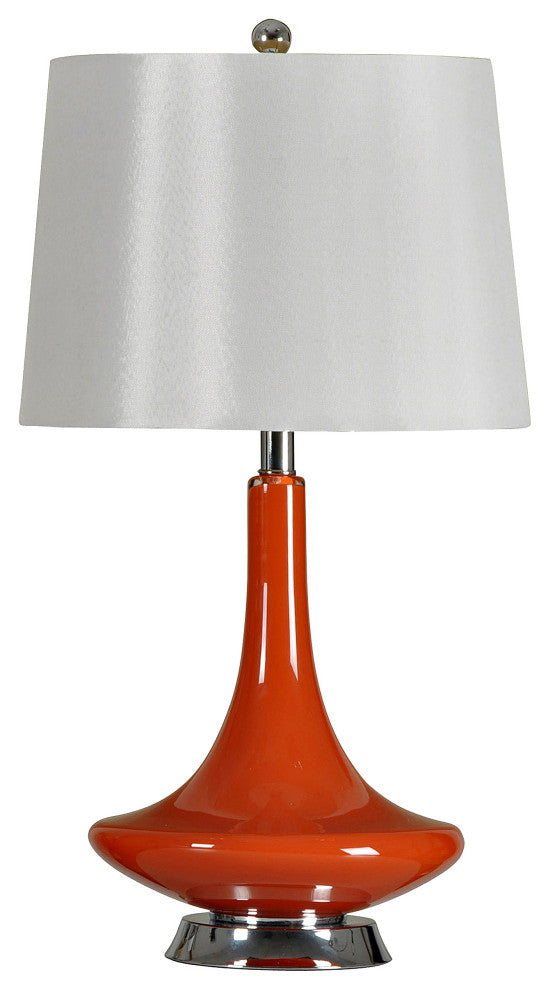 Retro Orange Glass Table Lamp With Steel Base