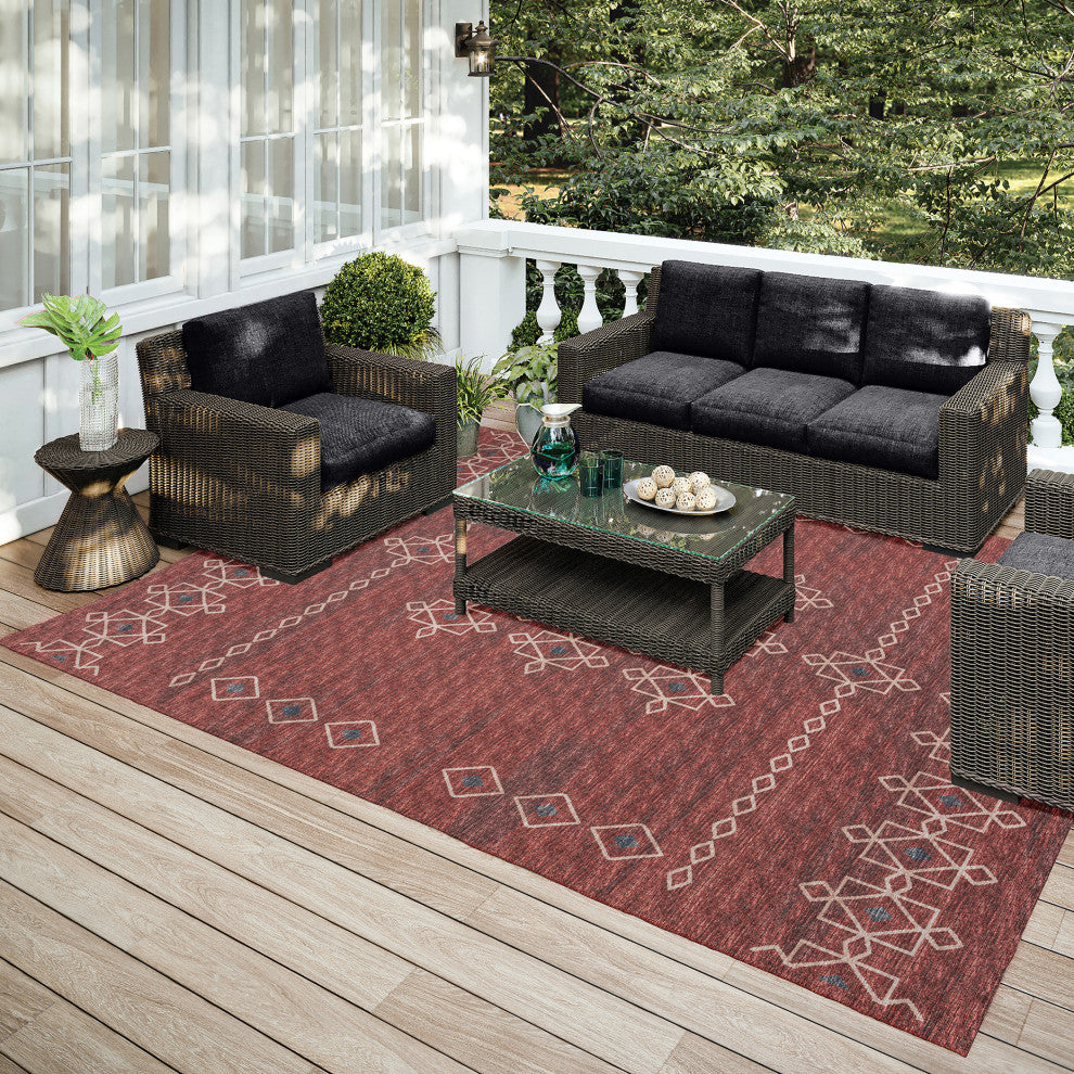 Indoor/Outdoor Sedona SN3 Paprika Machine Washable 9' x 12' Rug