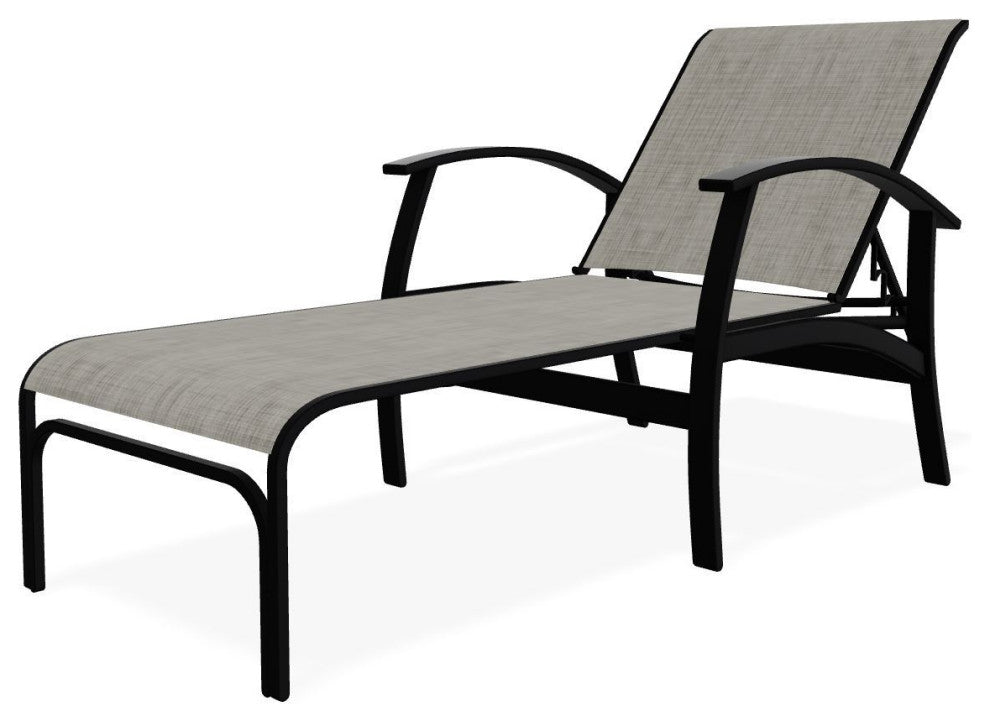 Belle Isle Sling 4-Position Outdoor Chaise Lounge, Smoke/Black