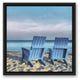 Blue Beach Chairs Photo 16x16 Black Floating Framed Canvas
