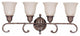 Crackled Bullion 4-Light Bath Wall Light With Pale Mango glass