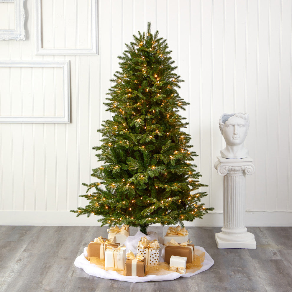 6' Snowed Grand Teton Faux Xmas Tree W/ 300 Clear Lights & 730 Bendable Branches