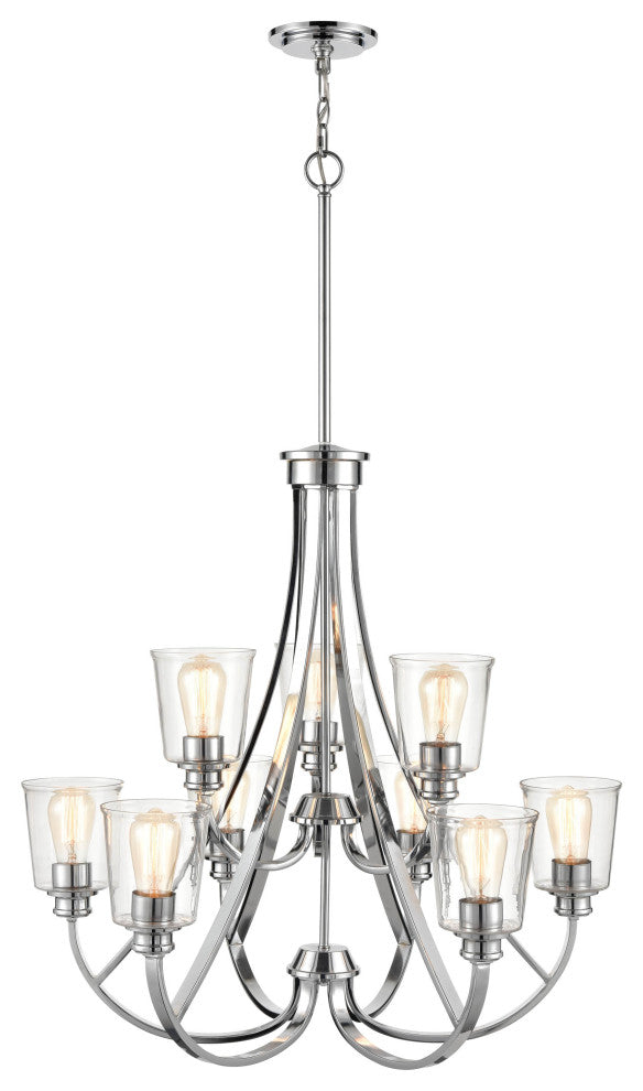 9-Light 29.25" Chrome Chandelier