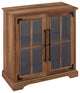 Modern Farmhouse Windowpane 2-Door Accent Cabinet "“ Rustic Oak