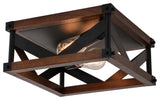 Wade 13" 2 Light Flush Mount Matte Black and Sycamore