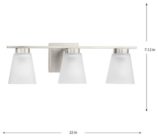 Tanner Collection Three-Light Transitional Vanity Light, Brushed Nickel