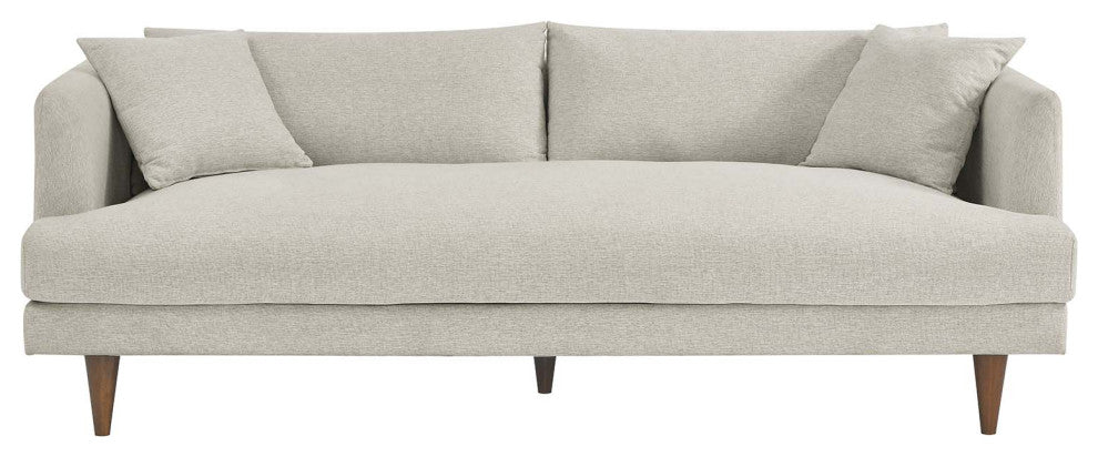 Zoya Down Filled Overstuffed Sofa, Ivory Fabric